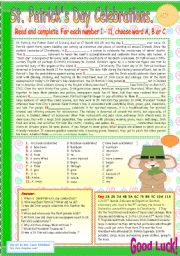 English Worksheet: ST. PATRICKS DAY CELEBRATIONS.