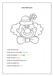 English Worksheet: READ AND COLOR