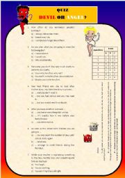 English Worksheet: Are you a devil or an angel? Quiz