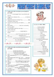 English Worksheet: Present perfect-simple past, for and since
