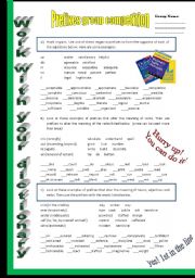 English Worksheet: Using prefixes_competition
