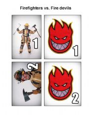 English worksheet: Firefighters vs. Fire Devils - a game to play on your whiteboard!