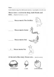 English Worksheet: Comprehension worksheet The Gruffalo