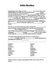 English Worksheet: Little Brother fill in the gaps