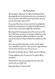 English Worksheet: The ghostly girl -Reading comprehension