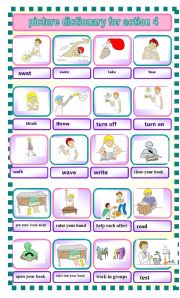 English Worksheet: picture dictionary for action verbs 4/4