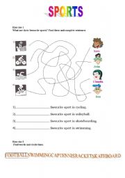English worksheet: Sports, matching and finding the names.