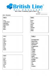 English worksheet: vocabulary quiz