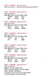 English Worksheet: Quick vocabulary activities