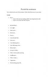 English worksheet: Finish the sentence