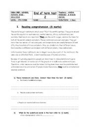 English Worksheet: 9th form end of term 2