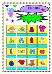 English Worksheet: clothes