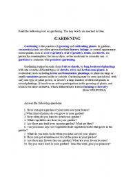 English worksheet: GARDENING