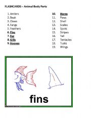 English Worksheet: Flashcards - Animal Body Parts, Part 2 of 4 