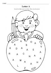 English worksheet: Letter A - recognition