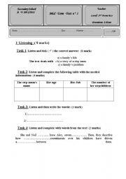 English Worksheet: mid term test 1