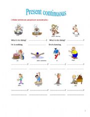 English worksheet: present continuous