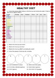 English Worksheet: Healthy diet