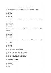 English Worksheet: So that / Such that