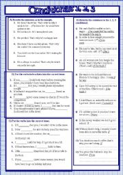 English Worksheet: First, second and third coditionals