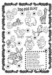 English Worksheet: ZOO Egg Hunt