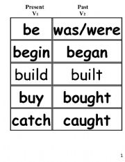 English worksheet: Irregular verbs cards(Past Tense)