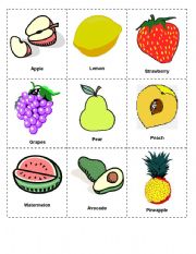 English Worksheet: Fruits and Vegetables Lottery