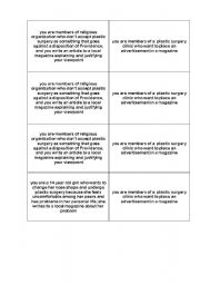 English Worksheet: Role cards for plastic surgery class
