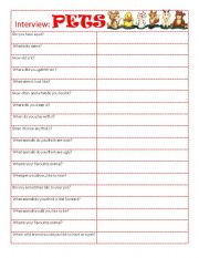 English Worksheet: Interview about pets