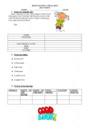 English Worksheet: HAPPY HOUSE 2