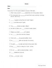English Worksheet: grammar modals