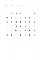 English Worksheet: find numbers 1-10