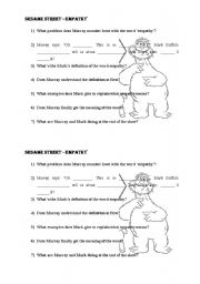 English worksheet: Sesame street - watching and listening handout