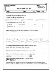 English Worksheet: Bac end-of-term test (March2012)