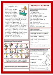 English Worksheet: My Friends Weekdays (Daily Activities)