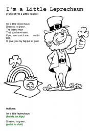 English Worksheet: IM A LITTLE LEPRECHAUN