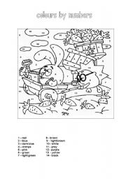 English Worksheet: colours by numbers