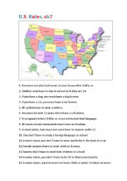 English Worksheet: USA RULES