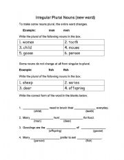 English worksheet: Irregular Plural Nouns