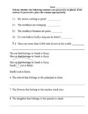 English worksheet: Possessives Instructional Worksheet or Quiz