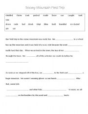 English Worksheet: Snowy Mountain field trip cloze