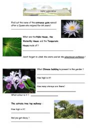 English Worksheet: a visit to Kew Gardens