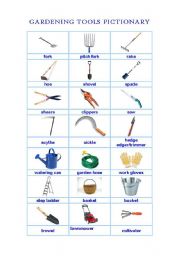 GARDENING TOOLS PICTIONARY