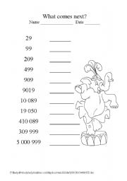 English Worksheet: What Comes Next?