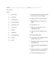 English Worksheet: Test of Poetry