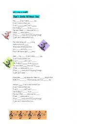 English Worksheet: I  cant smile without you