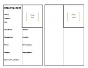 English worksheet: Identity sheet