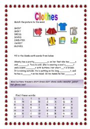 English worksheet: clothes