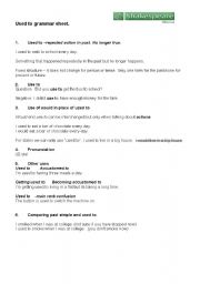 English Worksheet: Used to grammar sheet