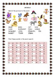 English worksheet: animals 